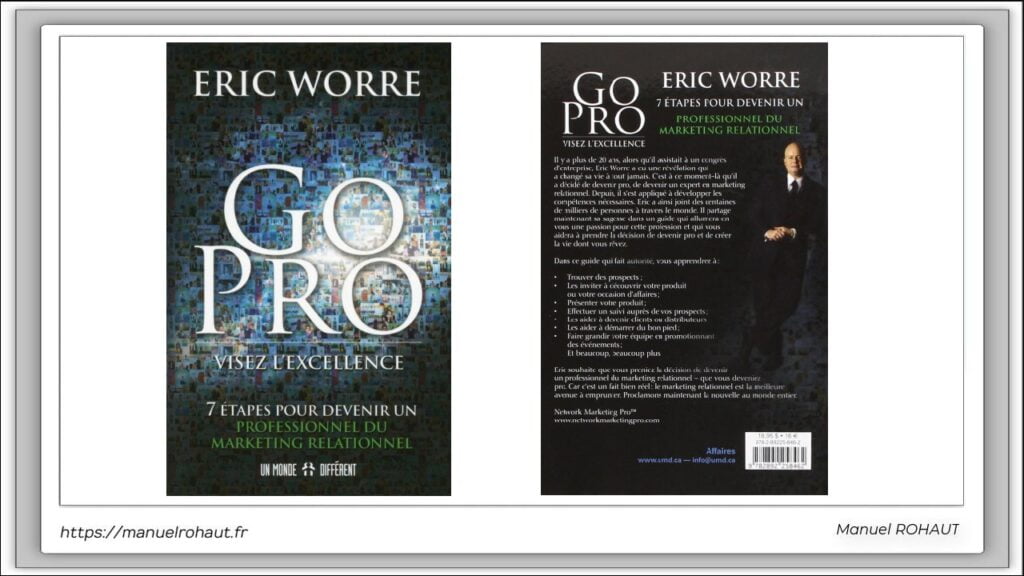 Livre de marketing relationnel - marketing de reseau MLM Pour VDI et NDRC - Eric Worre Go Pro