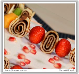 Recette Beautysané saine et gourmande : délicieux dessert brochette aux crêpes