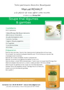 Recette de soupe Energy Diet par Beautysane - Thai légumes & gambas